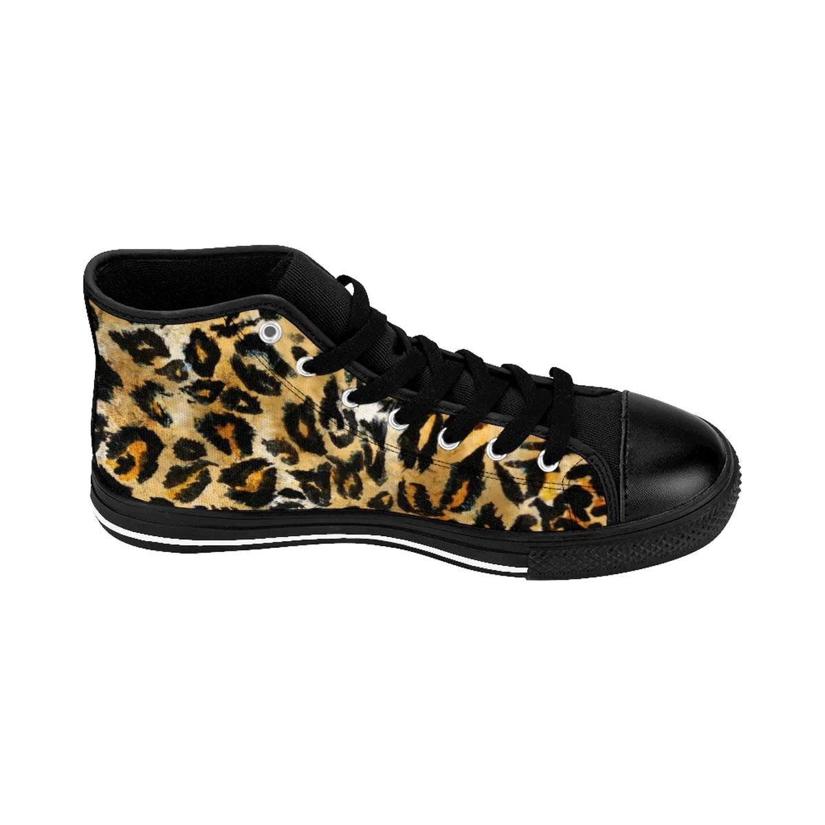 Brown Leopard Men's Sneakers, Best Leopard Animal Print Men's High Top Tennis Shoes Boots Male