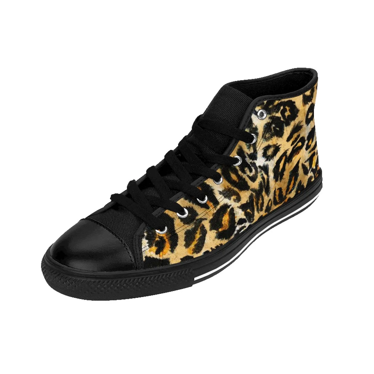 Ankle Deck Boots Brown Leopard Men's Sneakers, Best Leopard Animal Print Men's High Top Tennis Shoes