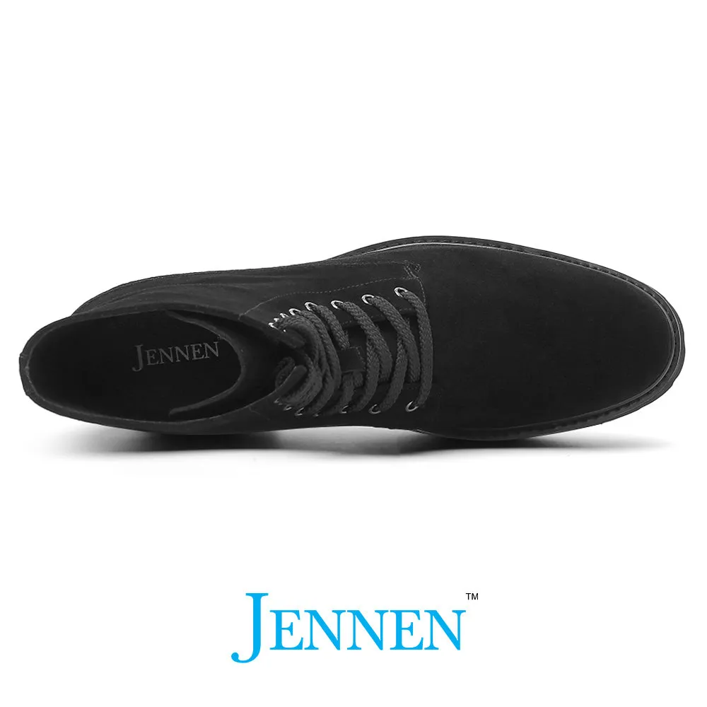 Mr. Moses 11cm | 4.33 inches Tallest Black Suede Elevator Boots Best Winter Boots For Walking