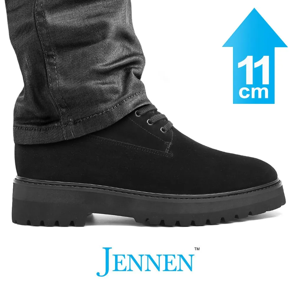 Mr. Moses 11cm | 4.33 inches Tallest Black Suede Elevator Boots Boots N Britches Western Wear