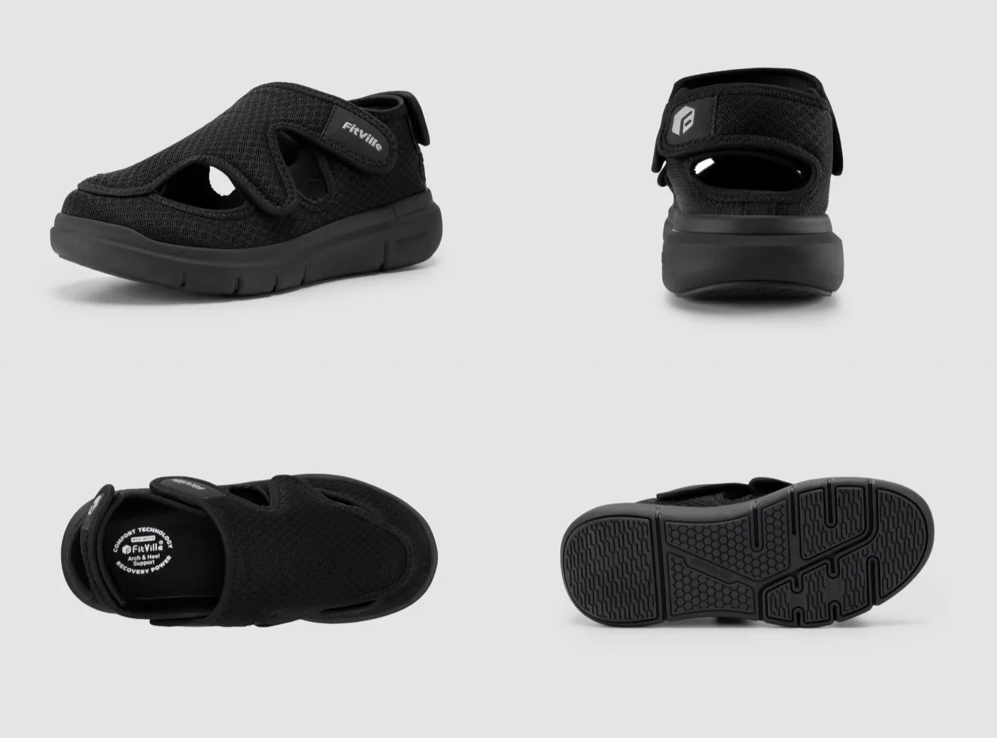 FitVille Men's EasyTop Recovery Sandal V5 Flat D'orsay Shoes