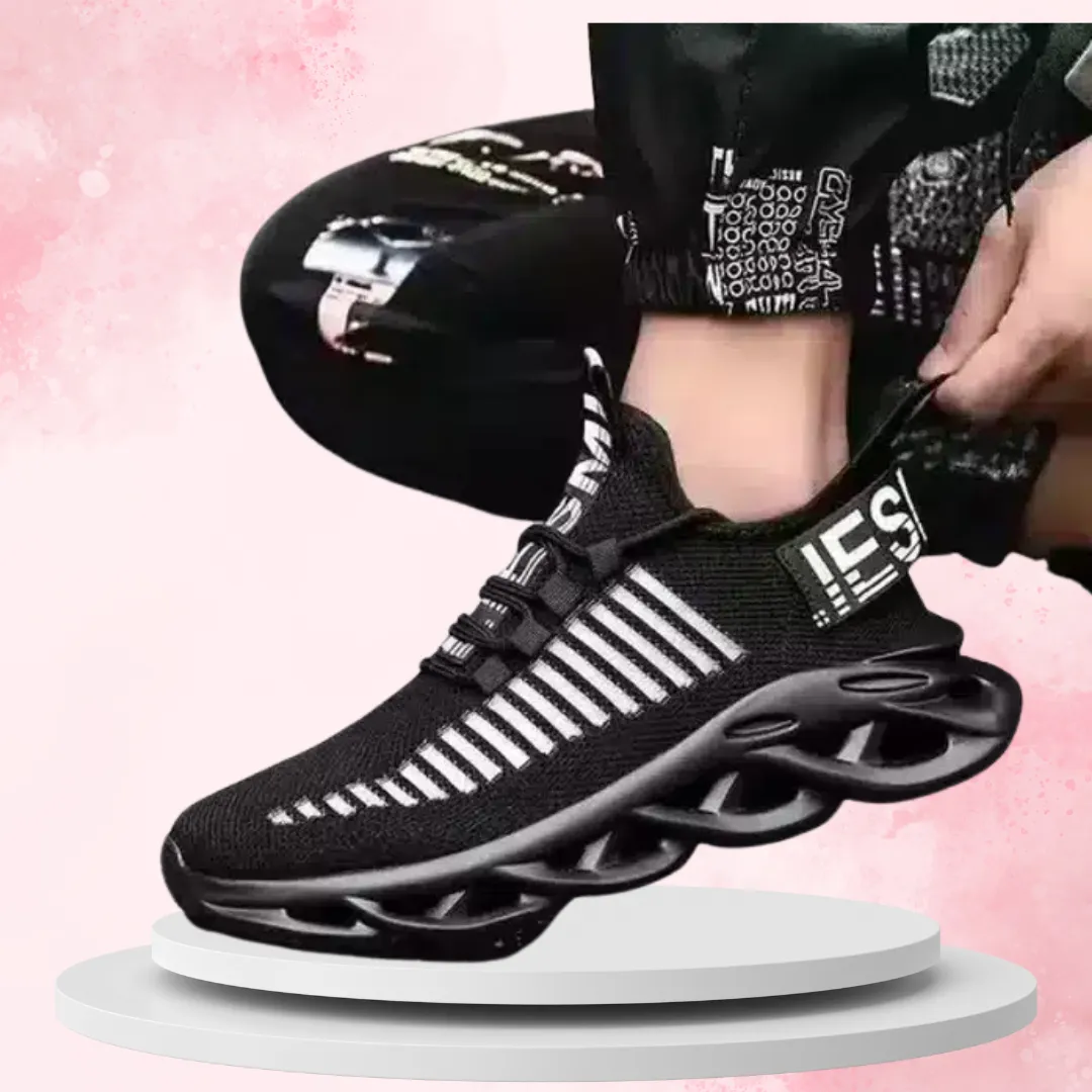 Big Toe Box Hiking Shoes Stylish Sports Shoes For Men (Black)