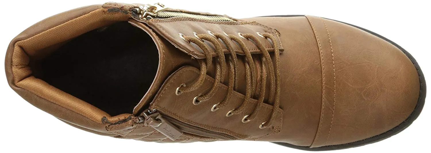 DailyShoes Women's Military Lace Up Buckle Combat Boots Ankle High Exclusive Credit Card Pocket Entry Level Trail Running Shoes