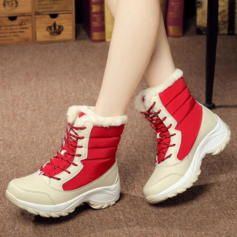 Women's Shoes Winter Fashion Ankle Boots Women Keep Warm Female Lace Up Waterproof Boots Ladies Comfortable Women's Ankle Shoes Silicone Waterproof Shoe Cover