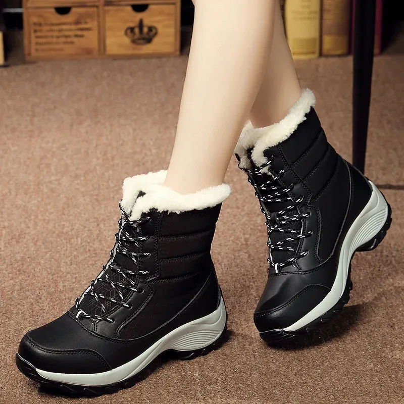 Women's Shoes Winter Fashion Ankle Boots Women Keep Warm Female Lace Up Waterproof Boots Ladies Comfortable Women's Ankle Shoes On Waterproof Hiking Shoes