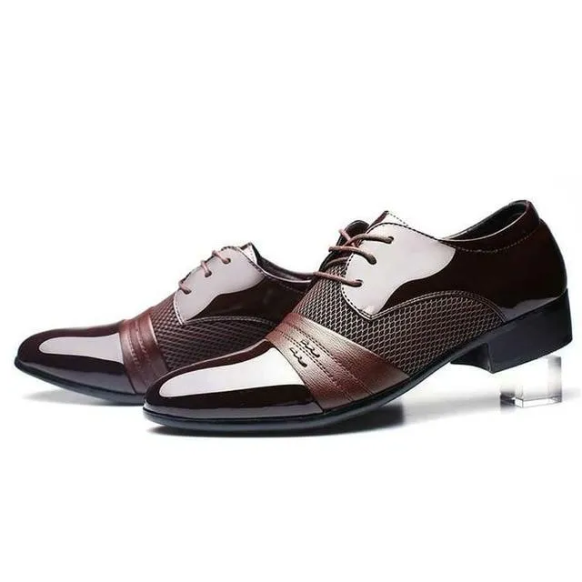 Men's Shoes - Men Large Size Formal Pointed Toe Lace Up Business Blucher Shoes Stoned Flat Shoes