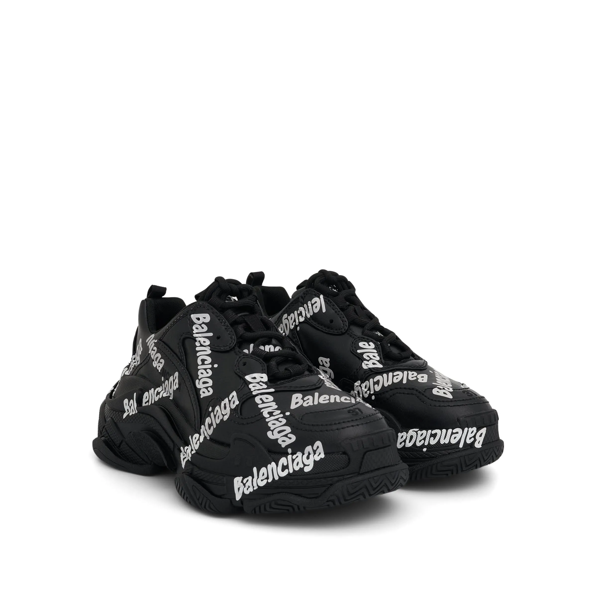 Triple S Logotype Sneakers in Black Best Walking Sneakers For Arches