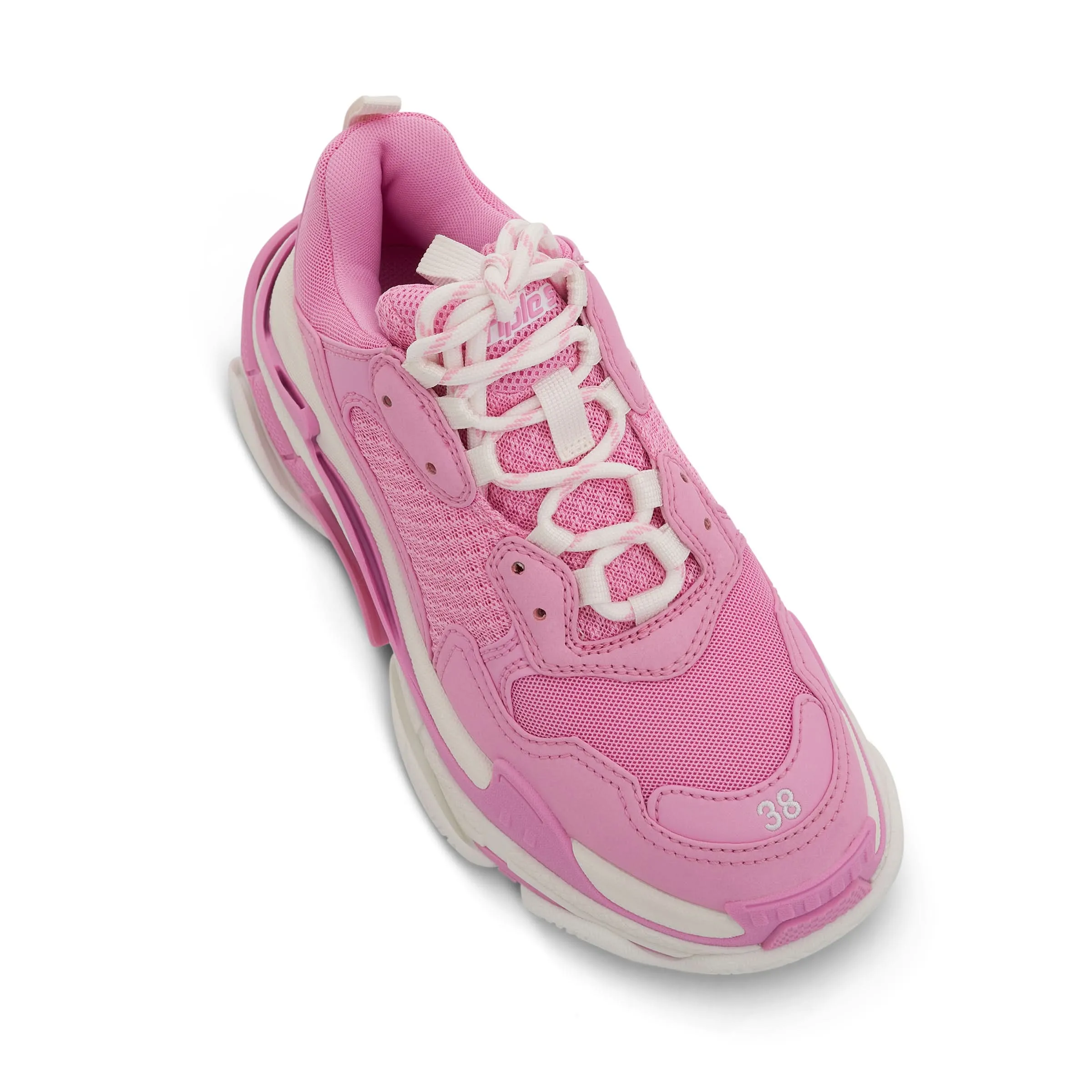 Triple S Sneaker in Light Pink/White Silver Sneakers Certification