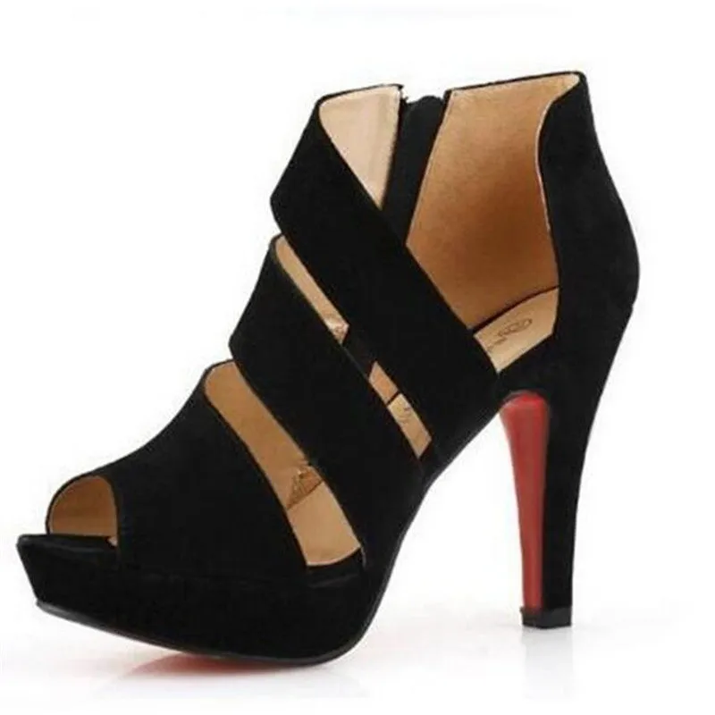 summer club Women's shoes The fish's mouth Side zipper Fine with waterproof ultra-high documentary shoes Fit Waterproof Shoes