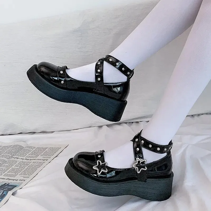 Shoes To Wear With Business Casual Platform Mary Jane Shoes for Women  Stylish with Star Buckle Strap