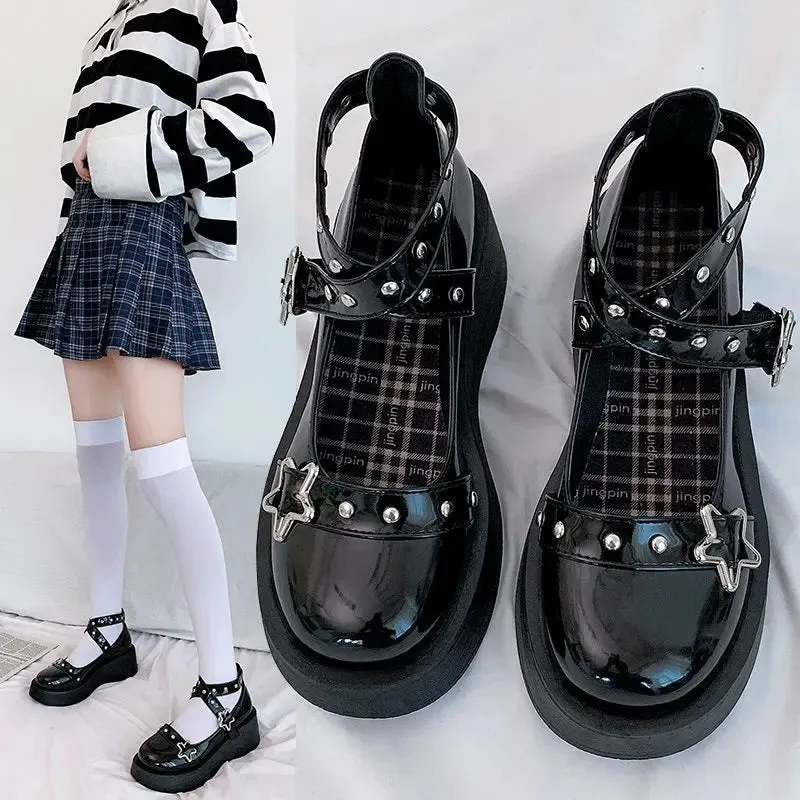 9060 Festival Casual Shoes Platform Mary Jane Shoes for Women  Stylish with Star Buckle Strap