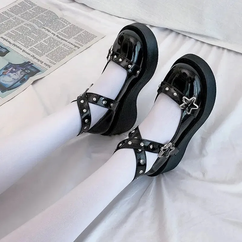 Casual Shoes For Sale Platform Mary Jane Shoes for Women  Stylish with Star Buckle Strap