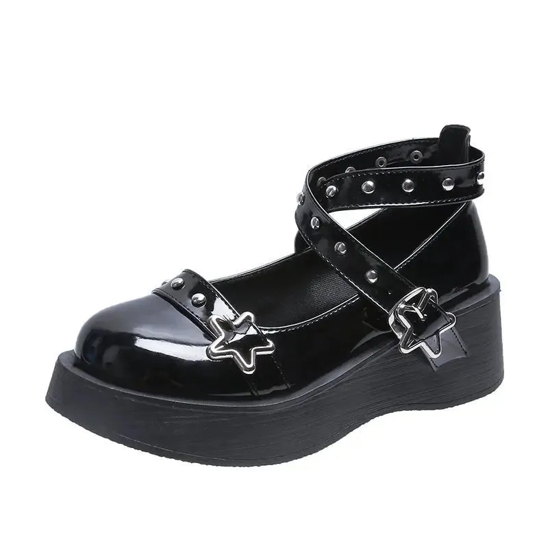 Casual Shoes Gq Platform Mary Jane Shoes for Women  Stylish with Star Buckle Strap