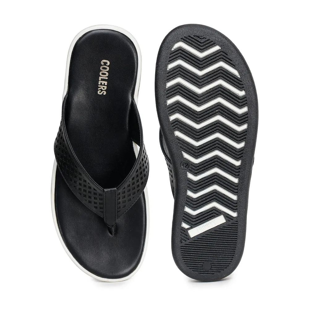 Wooden Japanese Sandals Coolers Casual Black Flip-Flop For Men K2-154 By Liberty