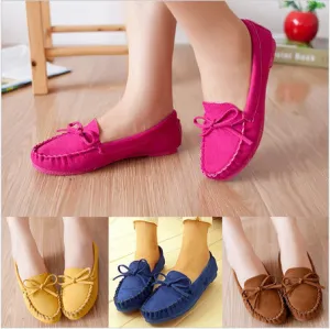 Casual Shoe Memory Foam New Trendy Casual Flat Heel Shoes Bow Knot Round Toe Slip Candy Color Loafer Shoes Autumn Comfortable Women Shoes