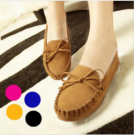 Breathable Casual Dress Shoes New Trendy Casual Flat Heel Shoes Bow Knot Round Toe Slip Candy Color Loafer Shoes Autumn Comfortable Women Shoes