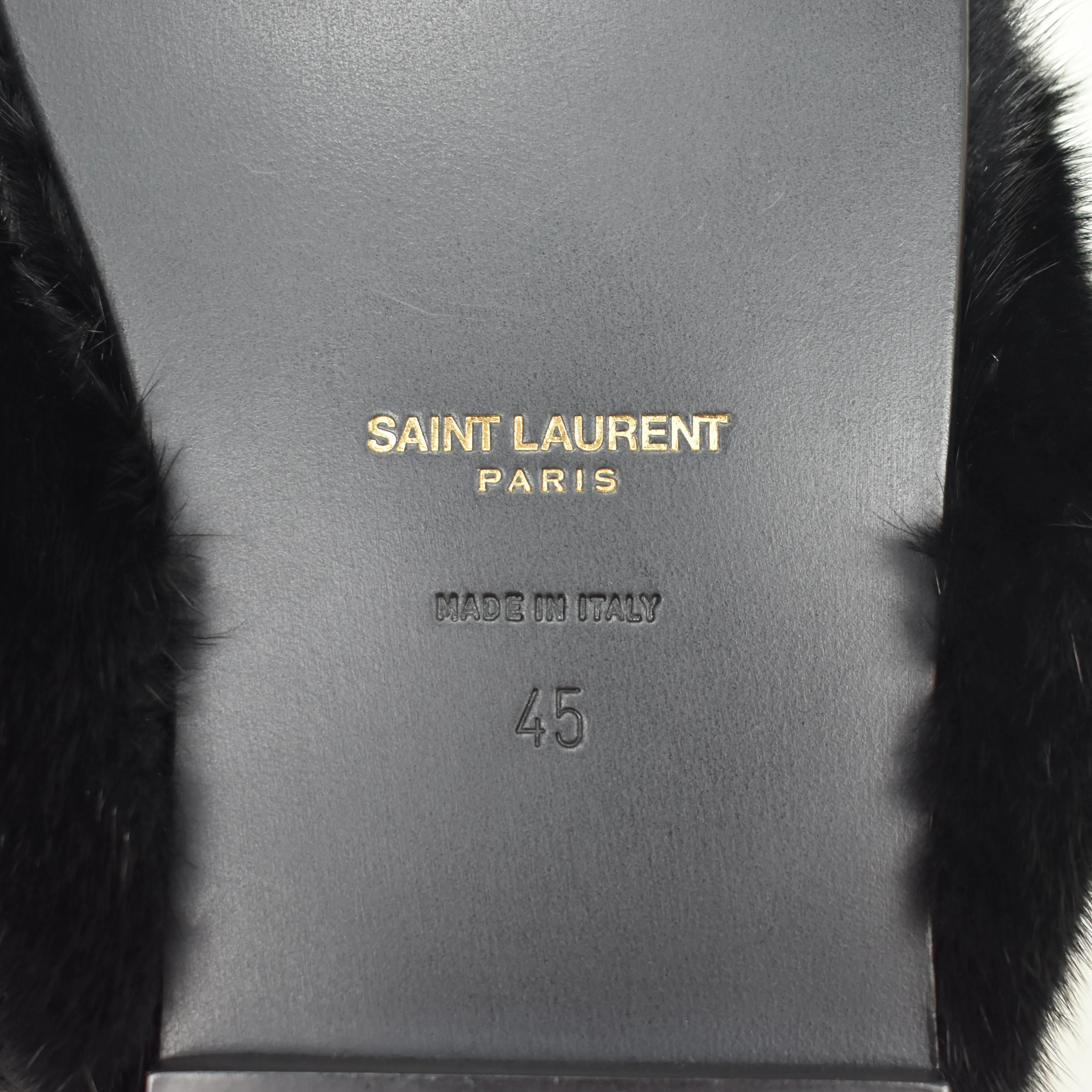 Super Fluffy Slippers Saint Laurent - Black Genuine Fur Pepe Flip Flops