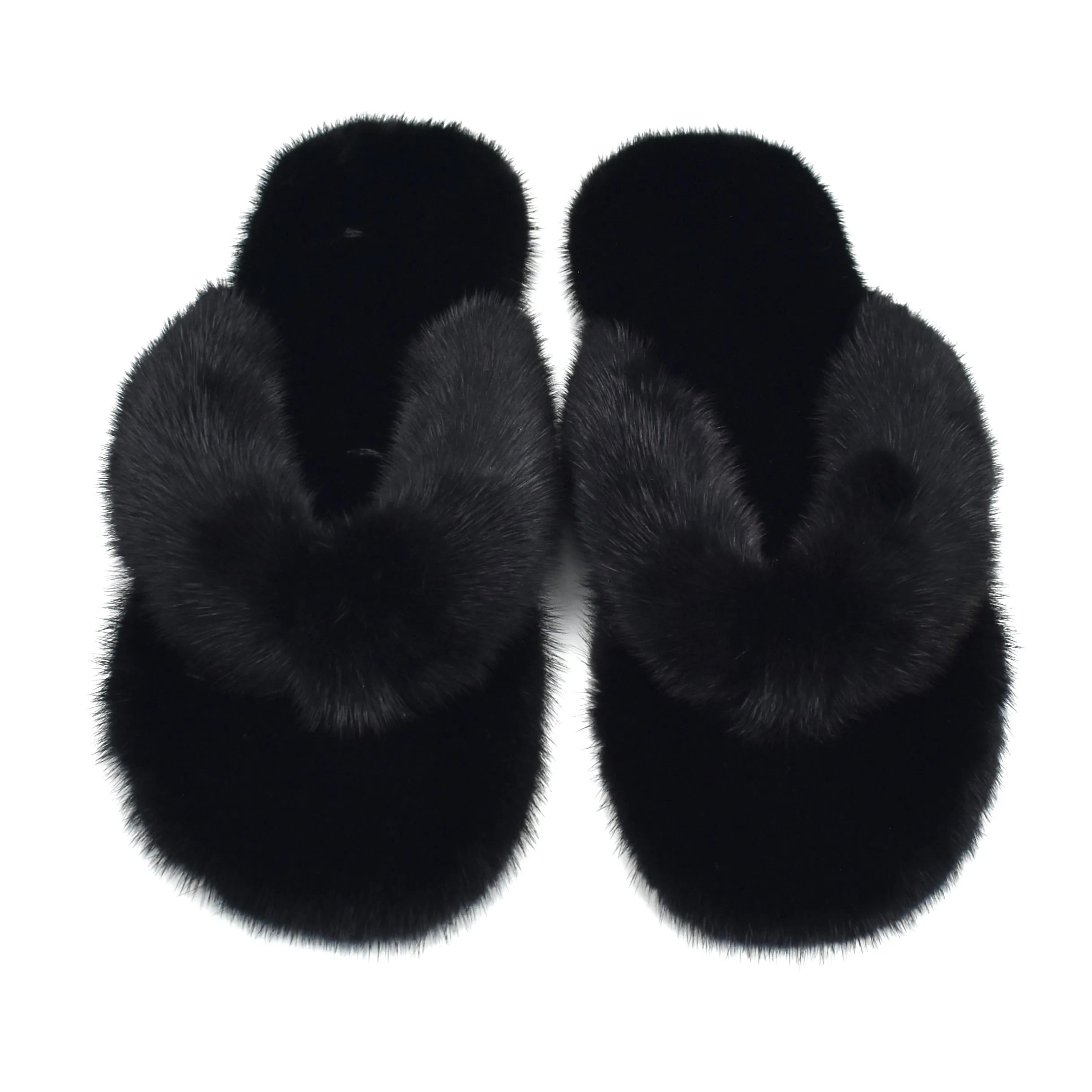 Saint Laurent - Black Genuine Fur Pepe Flip Flops Dress To Impress Slippers Code