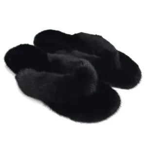 Lace Up Ballet Slippers Saint Laurent - Black Genuine Fur Pepe Flip Flops