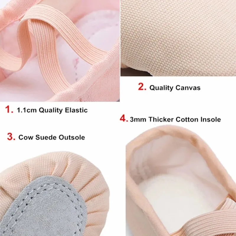 Wide Width Flat Dress Shoes USHINE Yoga Slippers Gym Teacher Yoga Ballet Dance Shoes For Girls Women Ballet Shoes Canvas Kids Children