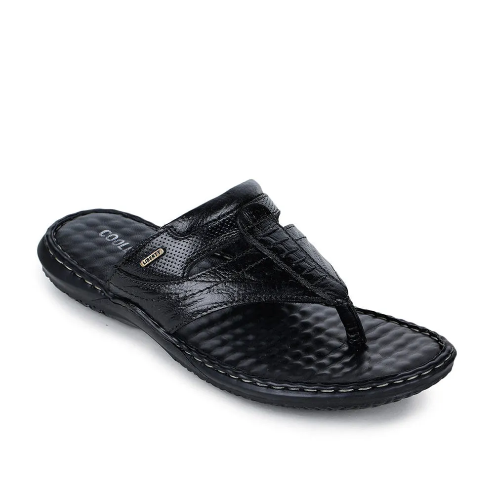 Coolers By Liberty DTL-3 Casual Black Slippers & Flip-Flop For Men Best Sandals For Plantar