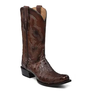 CORRAL BROWN OSTRICH EMBROIDERY NARROW SQUARE TOE BOOT Boots Wide
