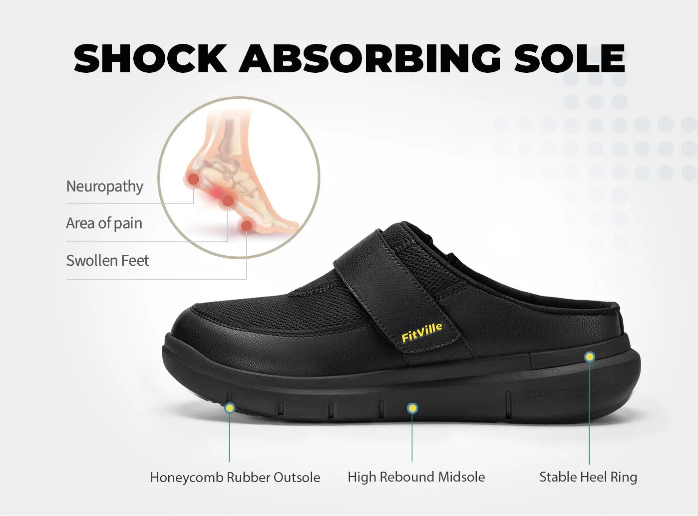 FitVille Men's EasyTop Diabetic Slipper V1 Best Shoes For Flat Foot