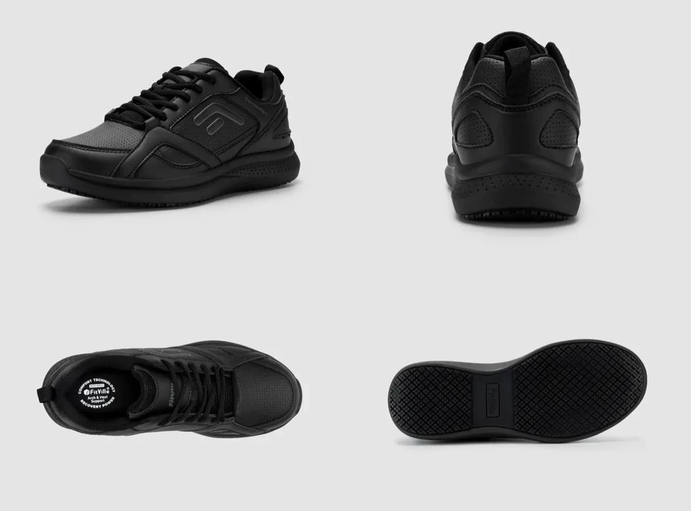 Ladies Leather Flat Shoes FitVille Men's TopGrip SR Work Shoes V1