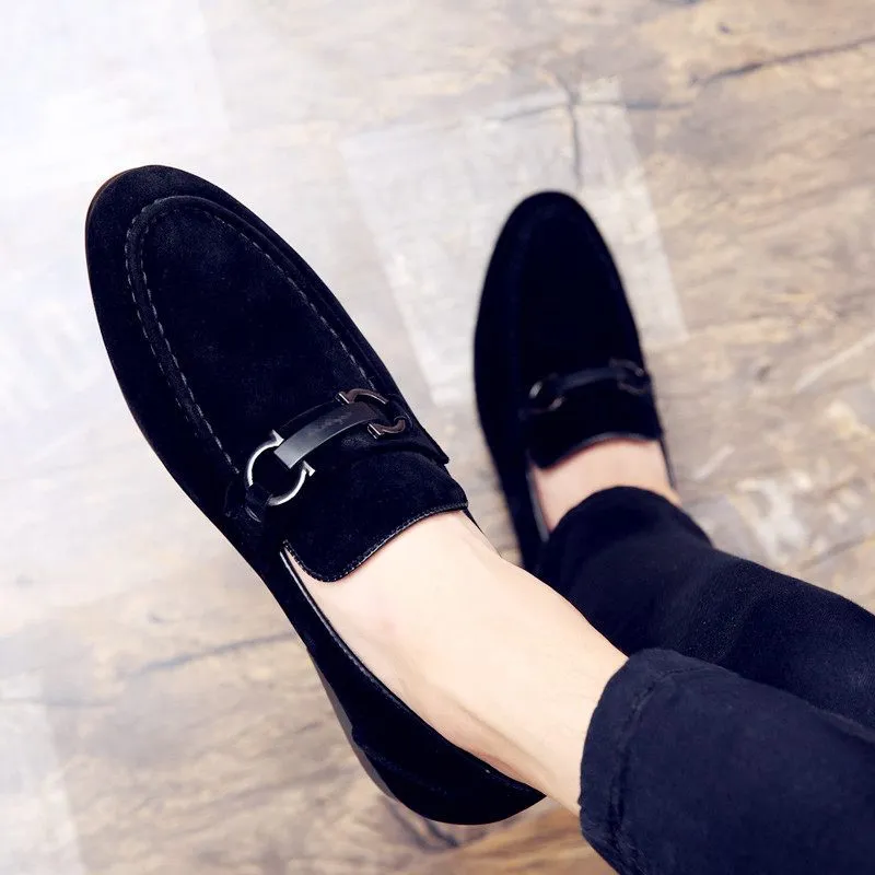Wide Flats Shoes Stylish Men's Pointed Toe Peas Shoes