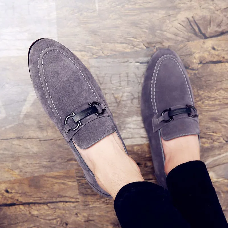 Green Flats Shoes Stylish Men's Pointed Toe Peas Shoes