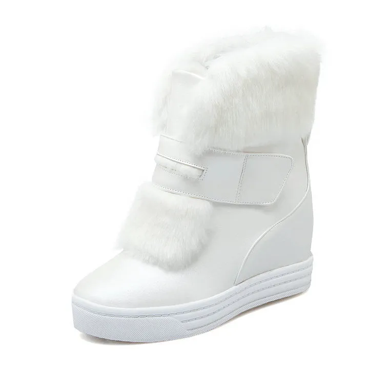Mission Leather Low Approach Shoes warm faux fur waterproof snow boots women winter fashion ladies ankle boots big size 34-43 white beige pink color