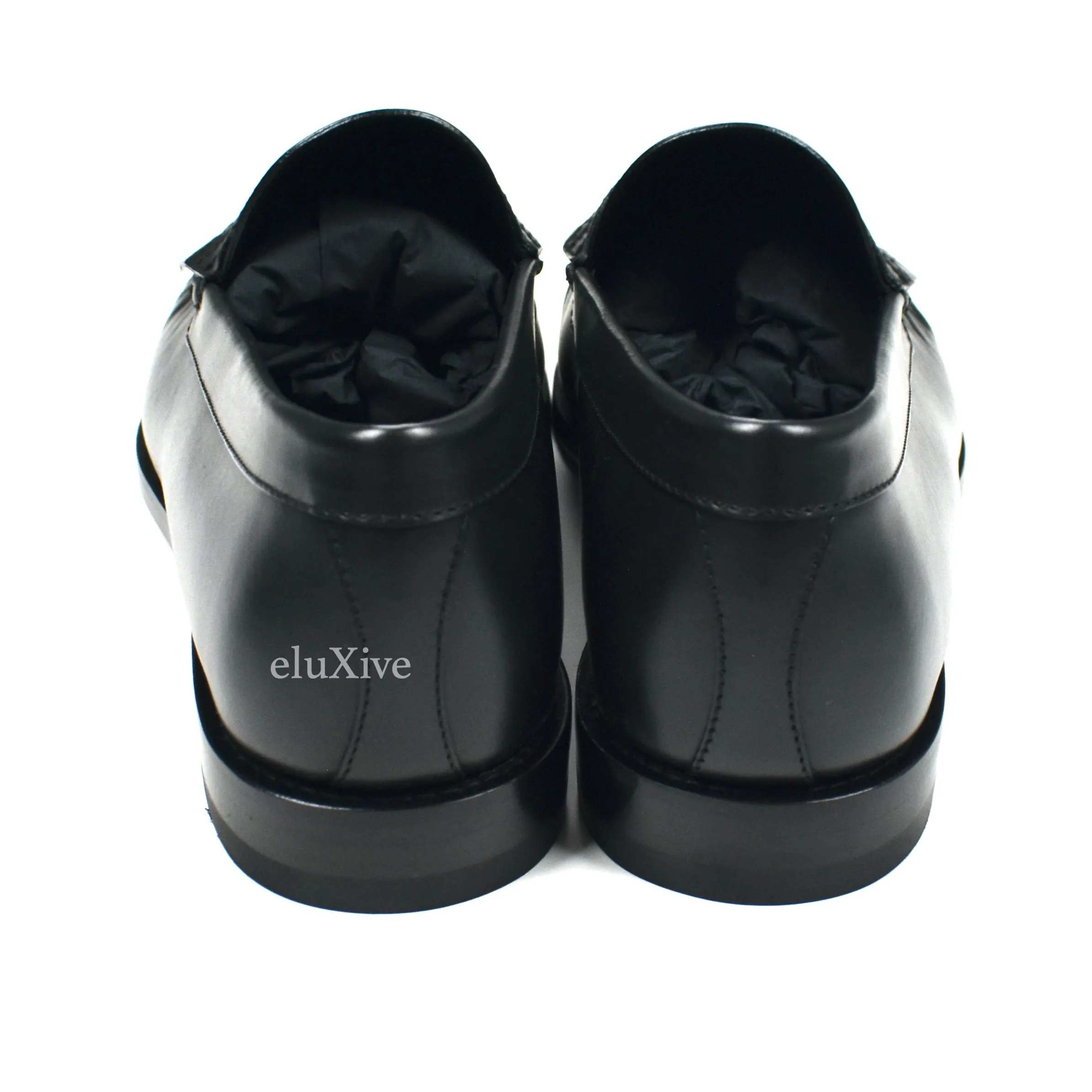 Celine - Black Leather Zebra Toe Tassel Loafers Ecco Slippers