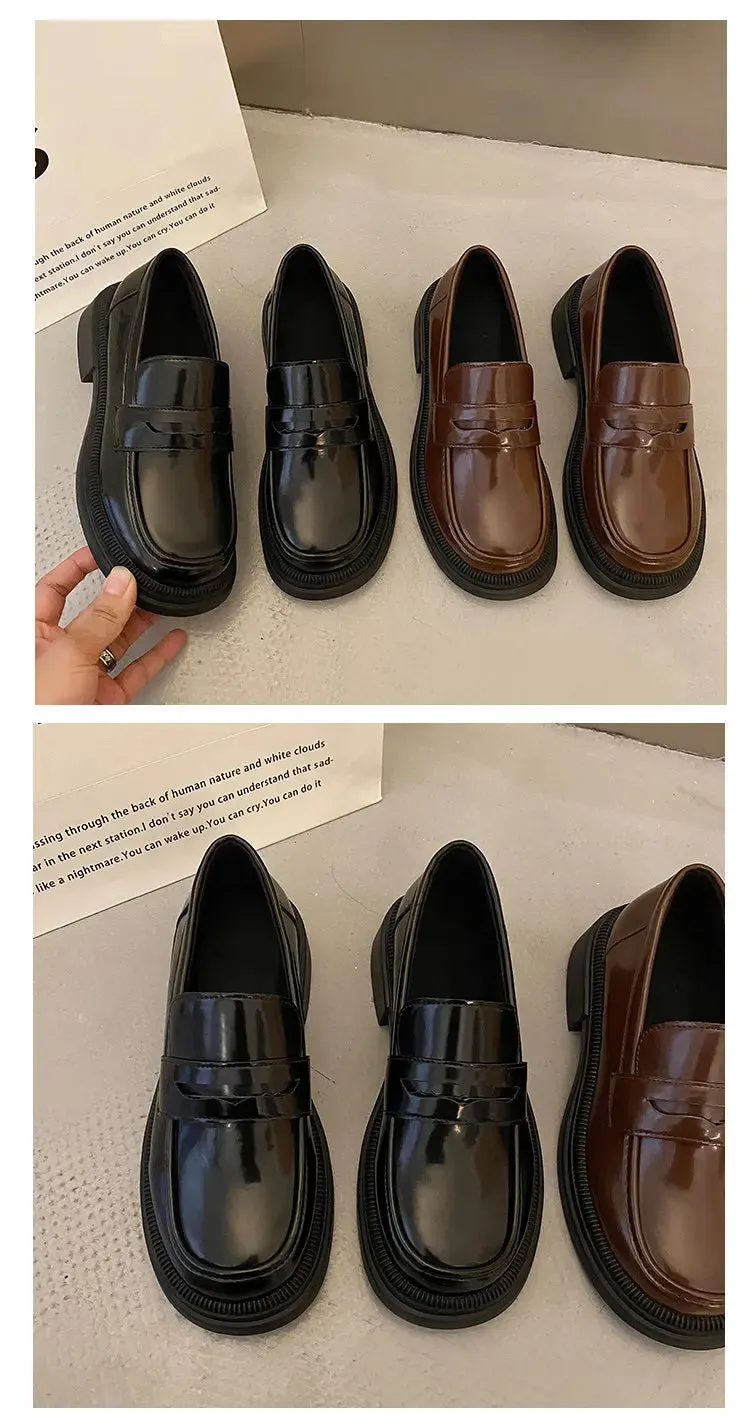 Brown Loafers women Round Toe Japanese shoes Girls Round Toe JK Uniform Shoes Women Retro Platform Lolita Cosplay Shoes size 42 Waterproof Inserts For Shoes