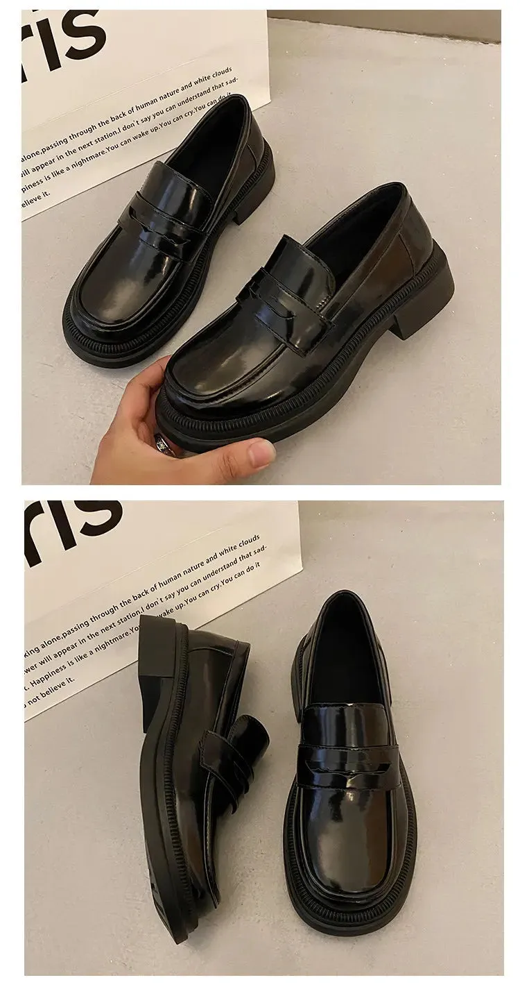 Formal Waterproof Shoes Brown Loafers women Round Toe Japanese shoes Girls Round Toe JK Uniform Shoes Women Retro Platform Lolita Cosplay Shoes size 42
