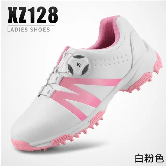PGM Women Golf Shoes Waterproof Lightweight Knob Buckle Shoelace Sneakers Ladies Breathable Non-Slip Trainers Shoes XZ128 Waterproof Steel Toe Shoes