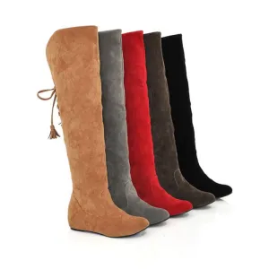 Embellished Shoes Flat Woman's Faux Suede Boots
