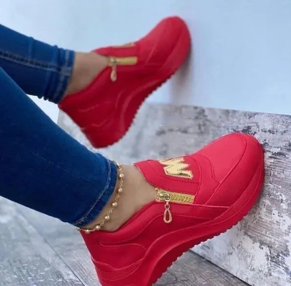Women Flats Platform Shoes Genuine PU Shoes Woman Spring Casual Zipper Flat Shoes Women Non Slip Shoes Flat Foot Basketball Shoes
