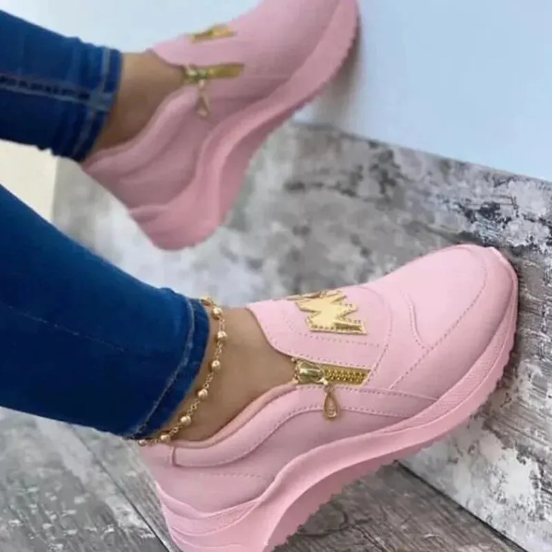 Women Flats Platform Shoes Genuine PU Shoes Woman Spring Casual Zipper Flat Shoes Women Non Slip Shoes Tory Burch Flat Shoes