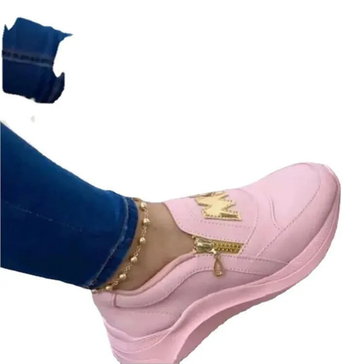 Flat Velvet Shoes Women Flats Platform Shoes Genuine PU Shoes Woman Spring Casual Zipper Flat Shoes Women Non Slip Shoes