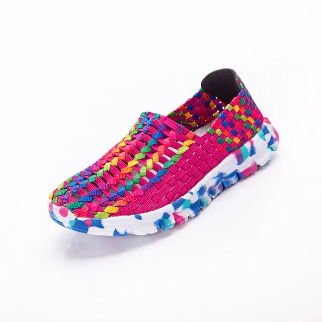 Women Shoes Flat Female Loafers Women Casual Flats Woven Shoes Slip On Colorful Shoe Mujer Shoes That Goes With Formal And Casual