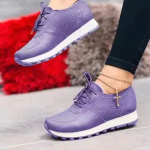 Women Sneakers Casual Running Sports Shoes Lace-up Flat Shoes Flat Feet Supination Running Shoes