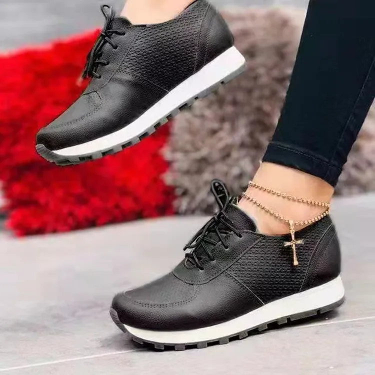 Women Sneakers Casual Running Sports Shoes Lace-up Flat Shoes Cheetah Flats Shoes