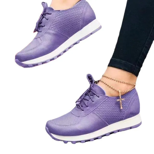 Flat Arch Running Shoes Women Sneakers Casual Running Sports Shoes Lace-up Flat Shoes
