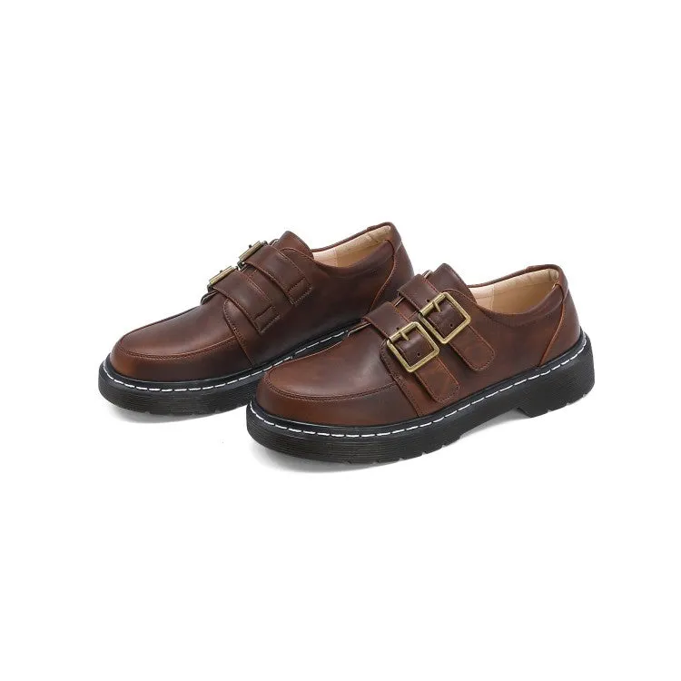 Women's Buckle Round Toe Flats Shoes Heel Pain After Walking