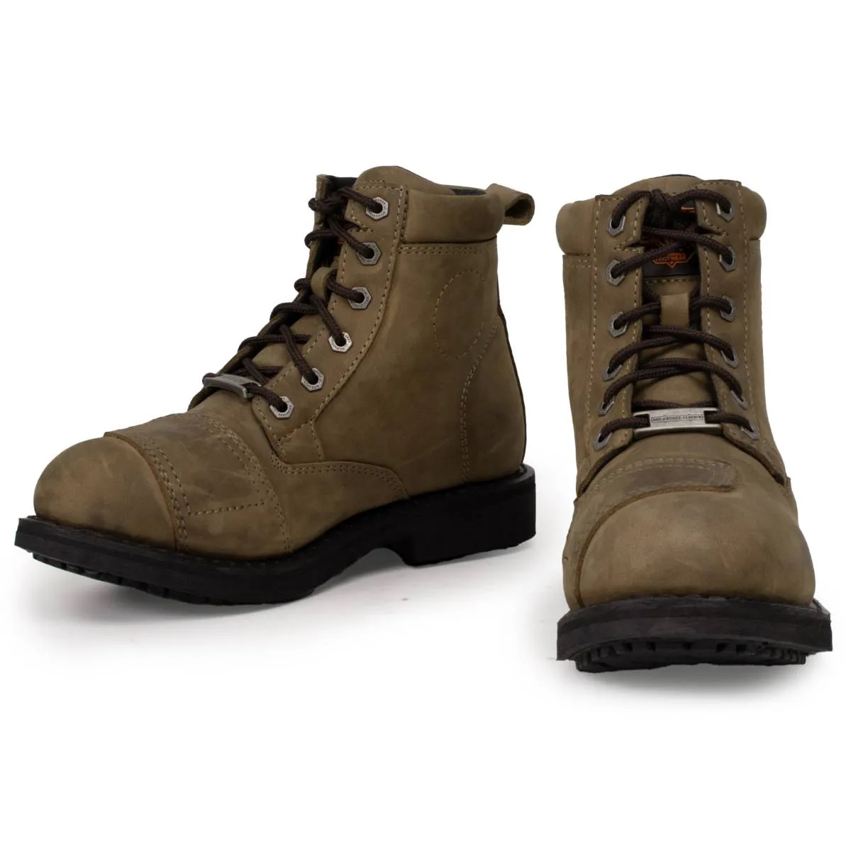 Women's Crazy Horse Brown Vintage Leather Lace Up Biker Boots Best Slip Resistant Shoes