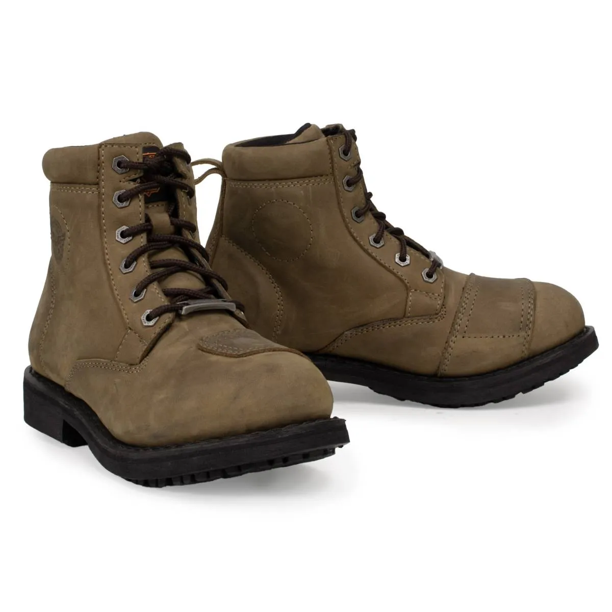 Women's Crazy Horse Brown Vintage Leather Lace Up Biker Boots Best Waterproof Non Slip Work Shoes