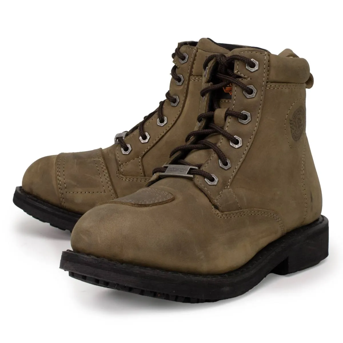 Best Non Slip Waterproof Shoes Women's Crazy Horse Brown Vintage Leather Lace Up Biker Boots