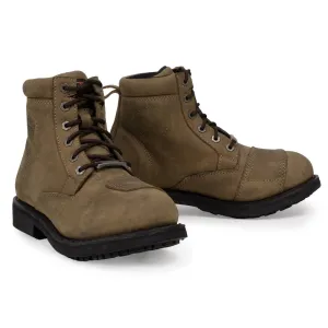 Safety Women's Crazy Horse Brown Vintage Leather Lace Up Biker Boots