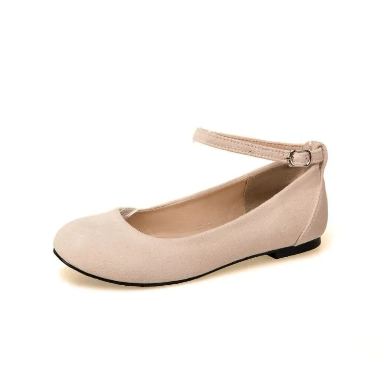 Support Tennis Shoes Women's Flock Round Toe Shallow Ankle Strap Flats Shoes