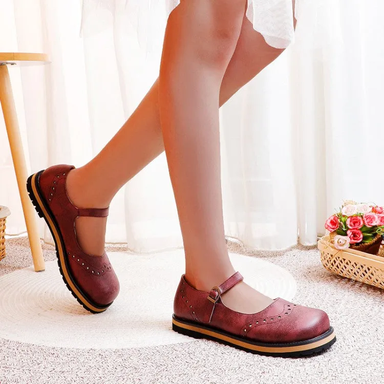 Women's Laser Mary Jane Flats Shoes Stamp Speed Lace Flat Shoes